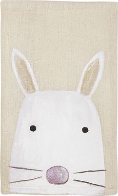 Hand-Painted Rabbit Easter Tea Towel