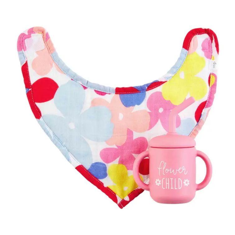 Floral Bib and Cup Set