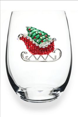 Christmas Sleigh Stemless Wine Glass