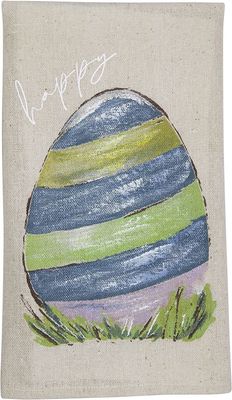 Hand-Painted Egg Easter Tea Towel