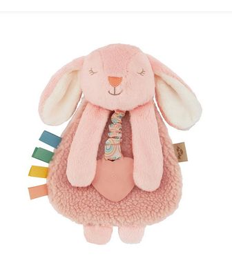 Itzy Lovey Plush w/ Silicone Teether Toy-Pink Bunny