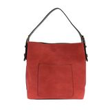 Hobo Handle Handbag-Red Linen/Coffee