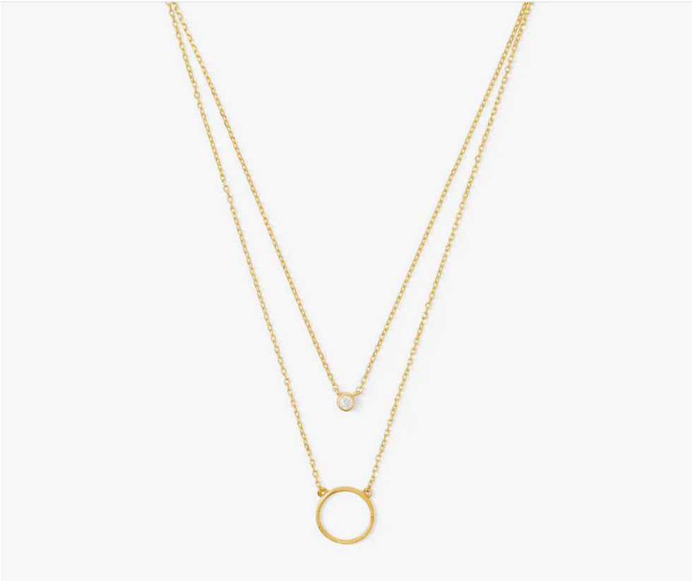 Double Appeal Circle &amp; CZ Necklace-Gold