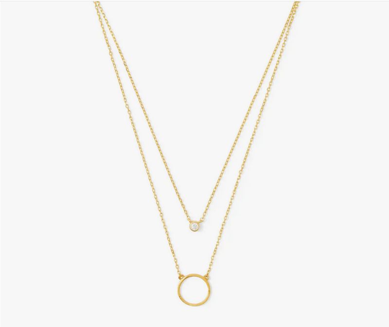 Double Appeal Circle &amp; CZ Necklace-Gold