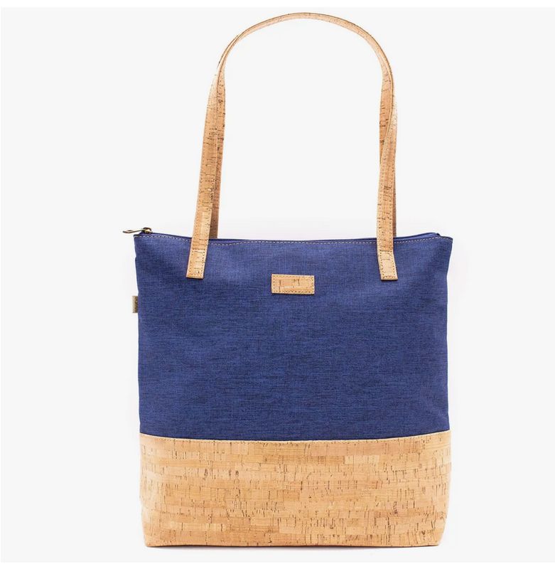 Cork w/ Blue Denim Tote Bag