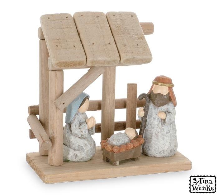 A95 WOOD AND RESIN HOLY FAMILY SHELF SITTER