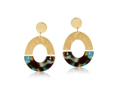 Sophia Half Disc Metal and Resin Dangle Earring