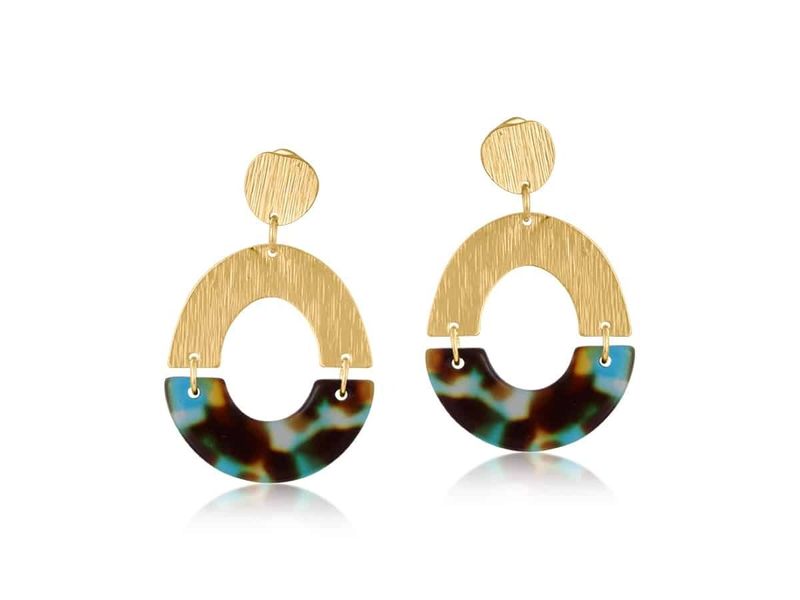 Sophia Half Disc Metal and Resin Dangle Earring