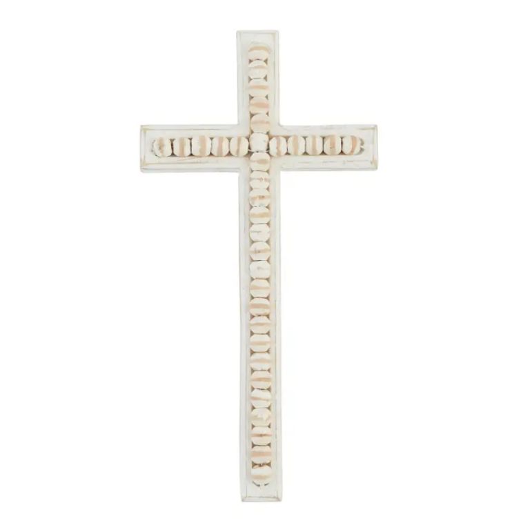 Large Beaded Wood Cross