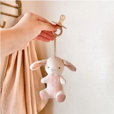 Bitzy Pal Natural Rubber Pacifier &amp; Stuffed Animal-Bunny