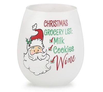 Santa List Stemless Wine Glass