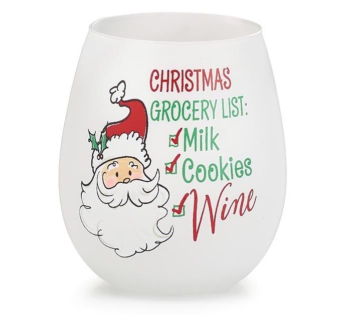 Santa List Stemless Wine Glass