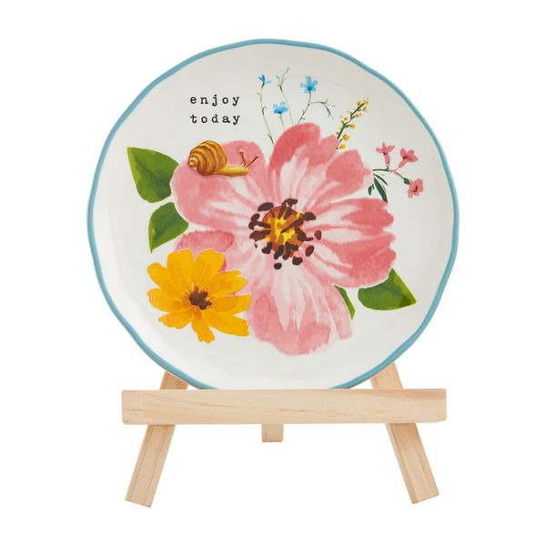 Pink Flower Plate Easel Set