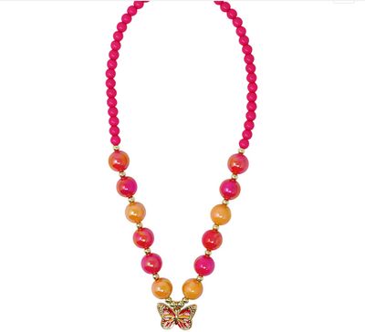 Pink Poppy Vibrant Butterfly Necklace