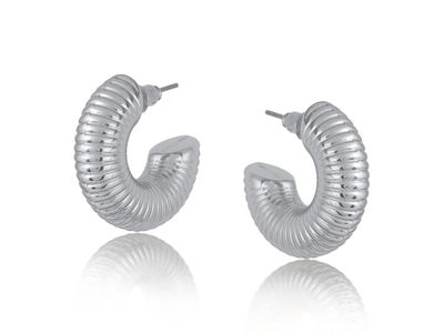 Textured Silver Hoop Earrings