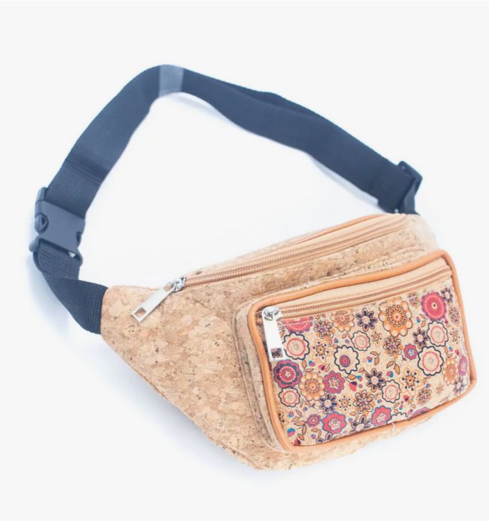Cork Print Fanny Pack - Red Floral