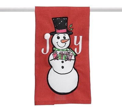 Joy Stuffed Snowman Tea Towel
