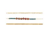 Carrol 3 Row Beaded Chain Necklace  -Burnt Orange