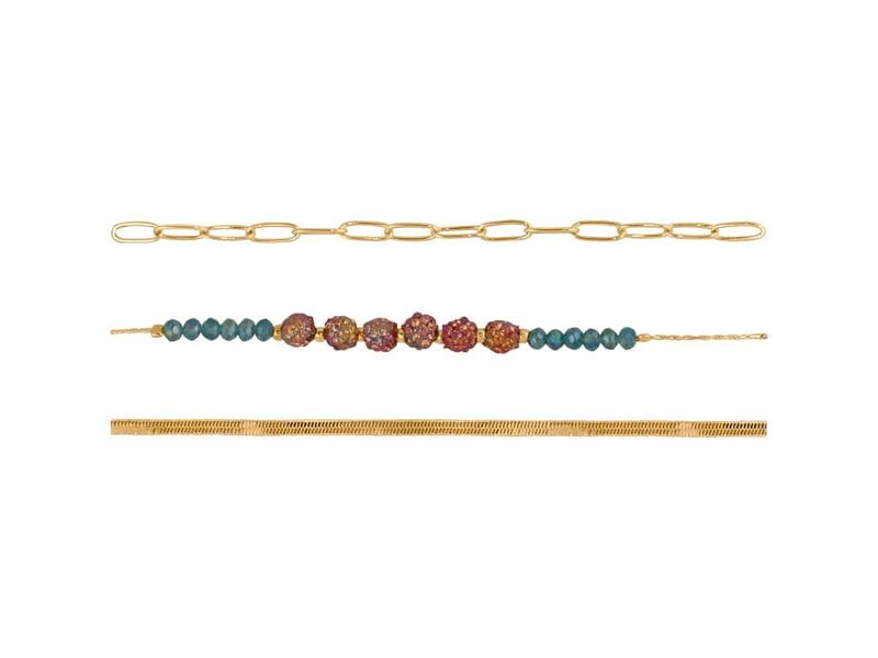 A95 Carrol 3 Row Beaded Chain Neclace-Burnt Orange