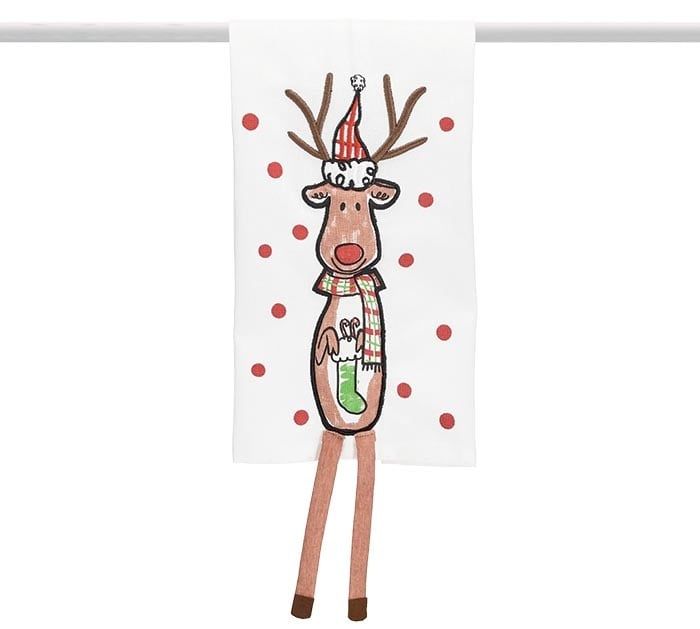 A95 Reindeer Stuffed Snowman Tea Towel