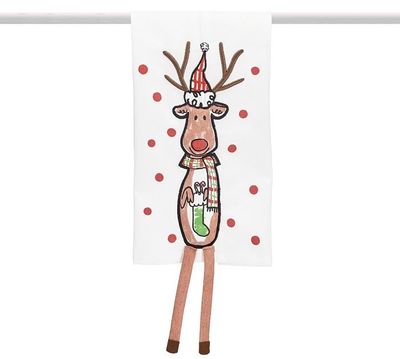 A95 Reindeer Stuffed Snowman Tea Towel