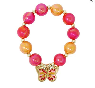 Pink Poppy Vibrant Butterfly Bracelet