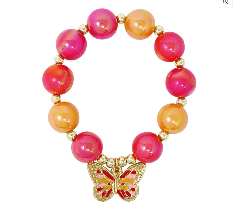 Pink Poppy Vibrant Butterfly Bracelet