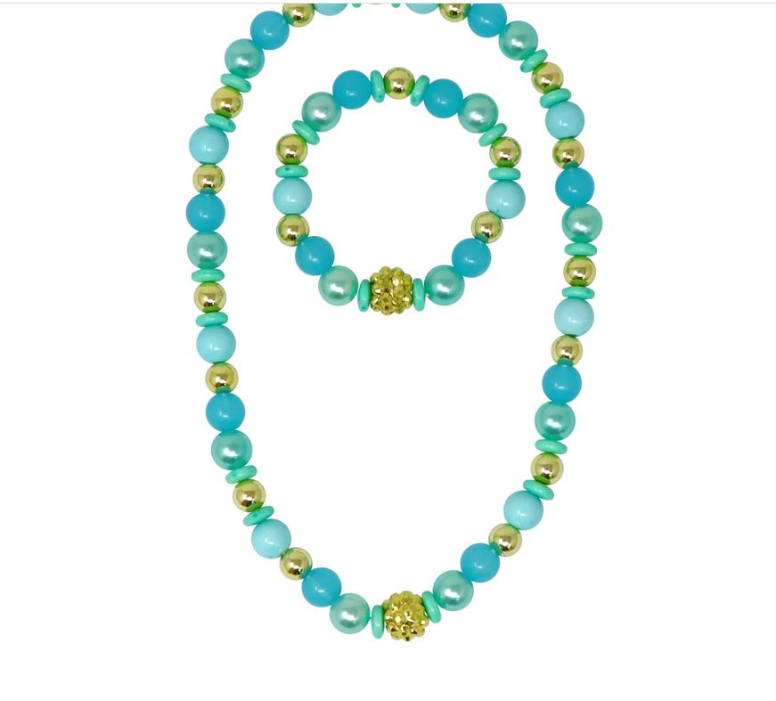 Pink Poppy Fairy Delight Necklace/Bracelet Set-Blue