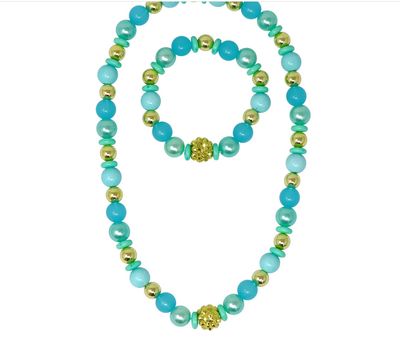 Pink Poppy Fairy Delight Necklace/Bracelet Set-Blue