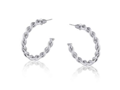 Diana Rope Hoop Earrings-Silver