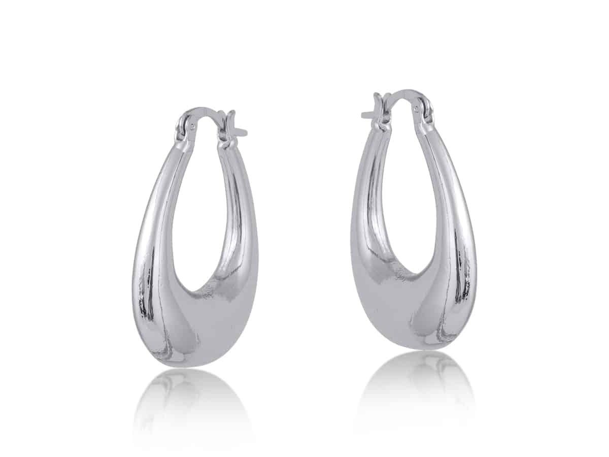 Elvira Organic Shape Oval Earrings-Silver