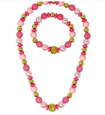 Pink Poppy Fairy Delight Necklace/Bracelet Set-Pink
