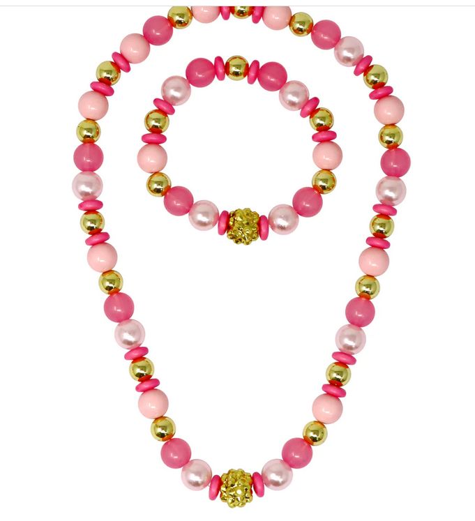 Pink Poppy Fairy Delight Necklace/Bracelet Set-Pink