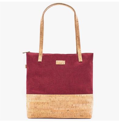 Cork w/Red Fabric Tote Bag