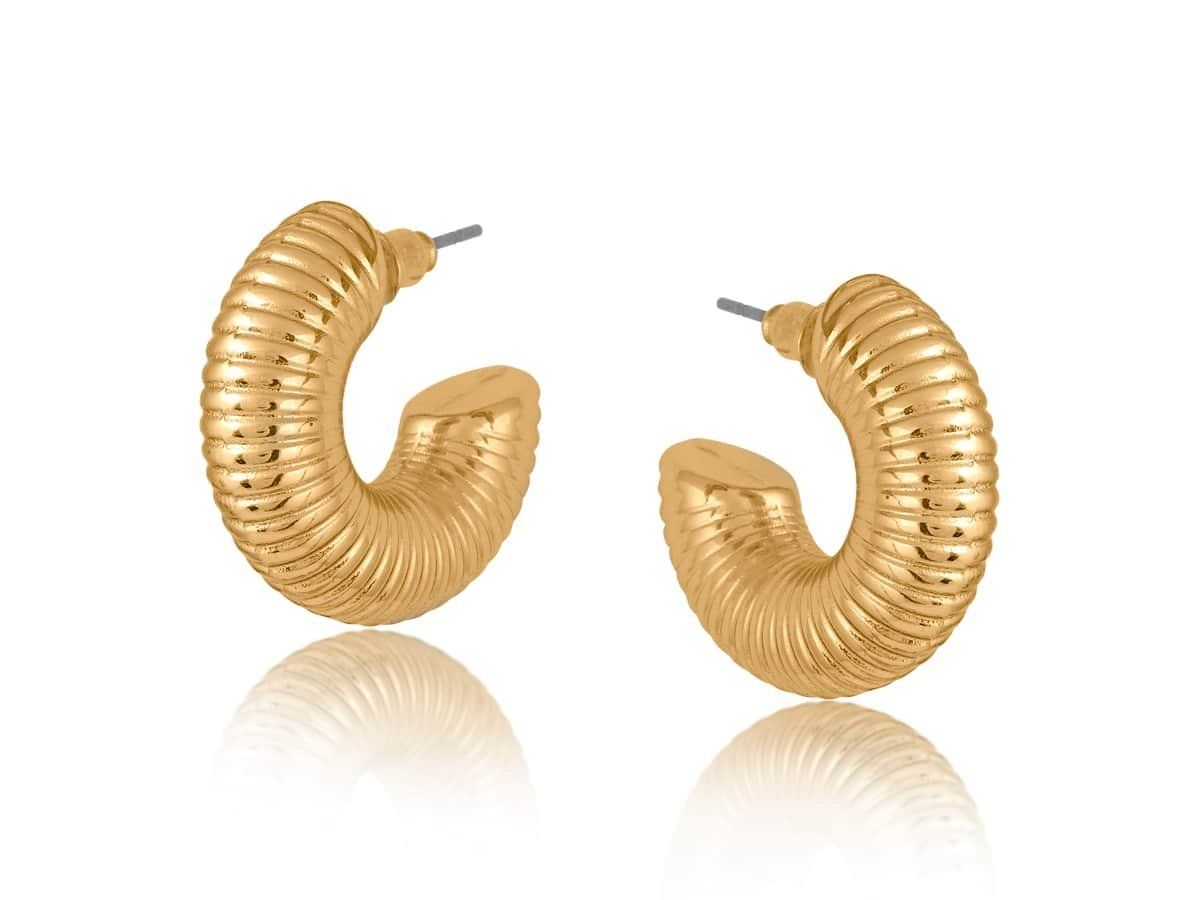Atalanta Spring Texture Hoop Earrings-Gold