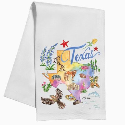 Texas Handpainted Icons Kitchen Towel