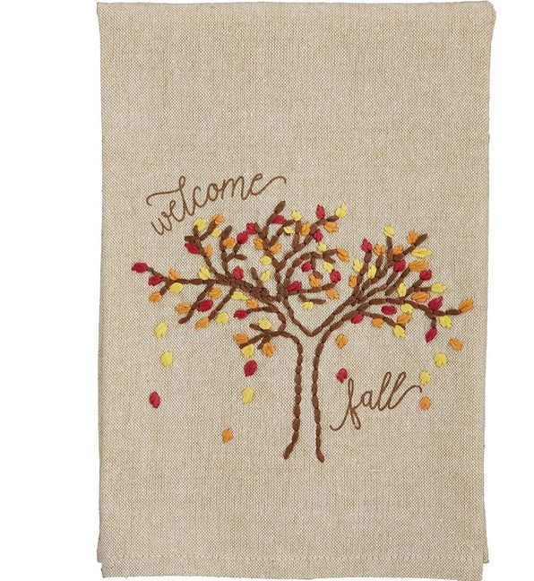 Welcome Fall French Knot Towel