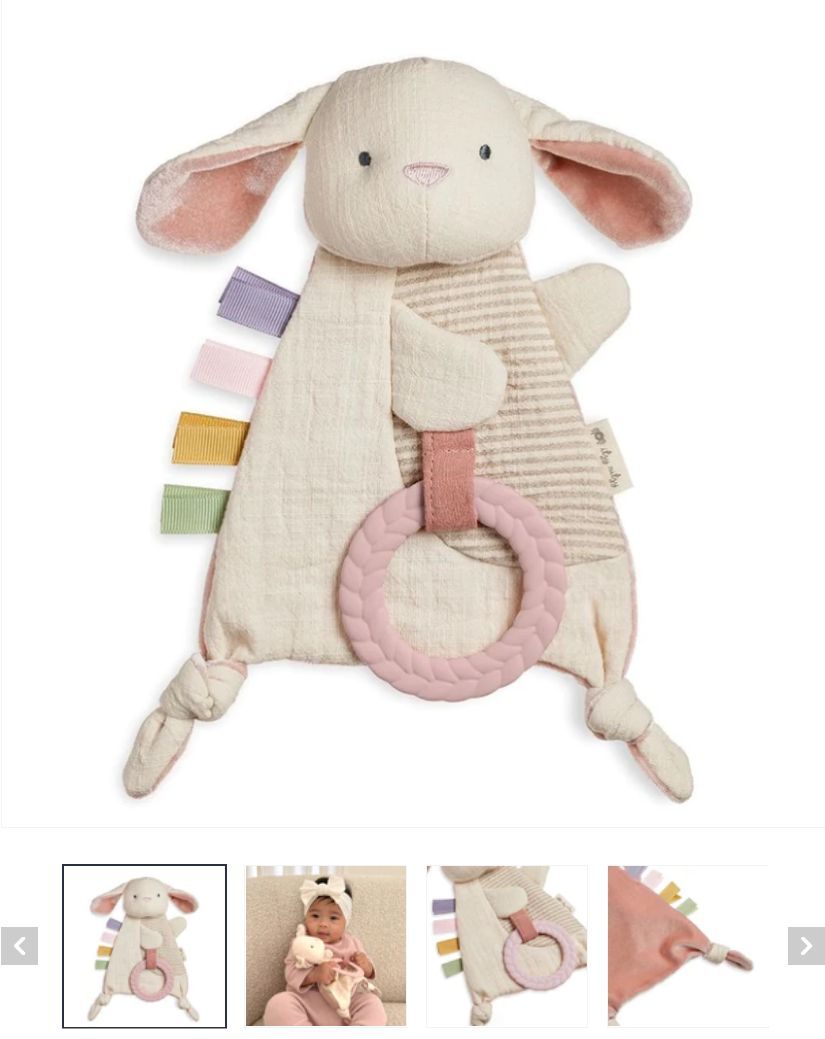 Bitzy Crinkle Sensory Toy w/ Teether-Bunny