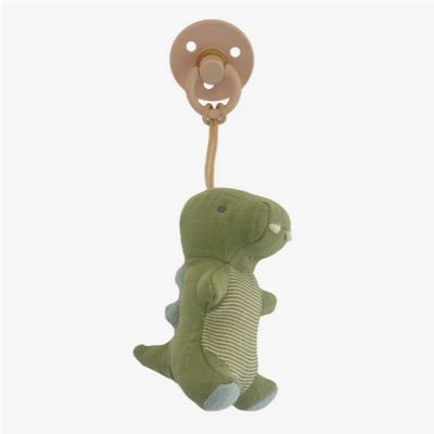 Bitzy Pal Natural Rubber Pacifier &amp; Stuffed Animal-Dino