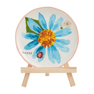 Blue Flower Plate Easel Set