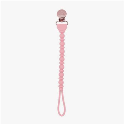 A-95 Sweetie Strap Silicone One-Piece Pacifier Clips-Pink