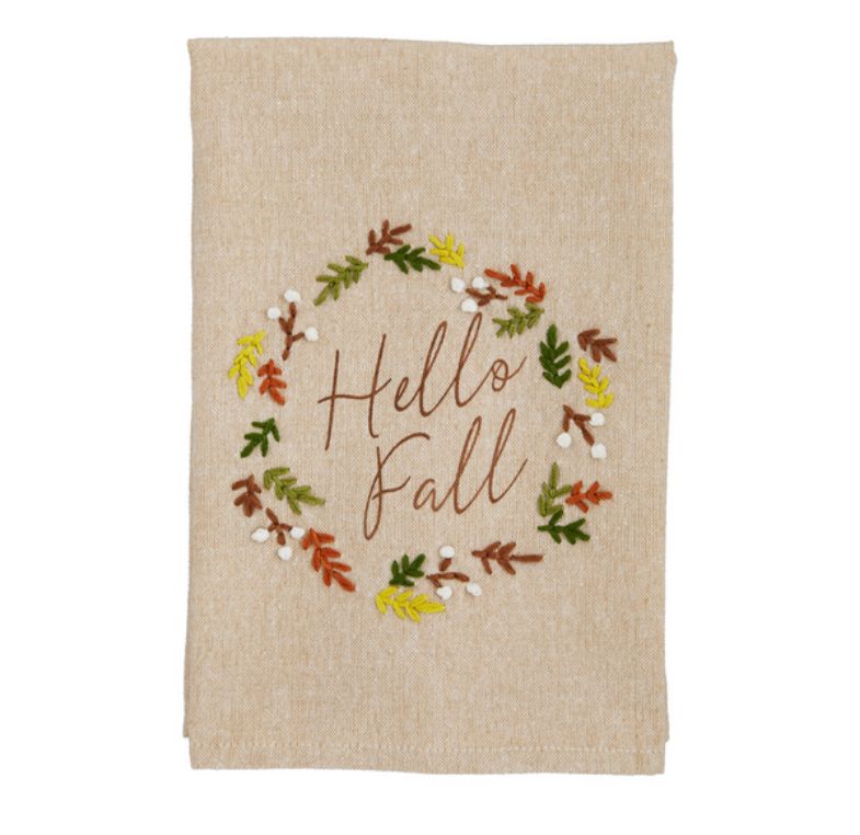 Hello Fall French Knot Towel