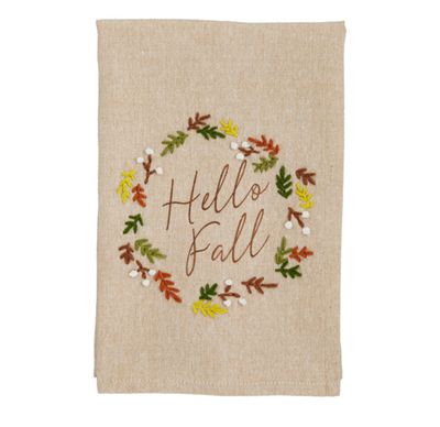 Hello Fall French Knot Towel