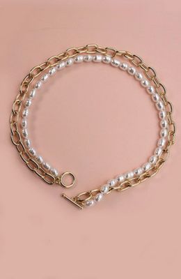 Double Layer Pearl Gold Chain Necklace