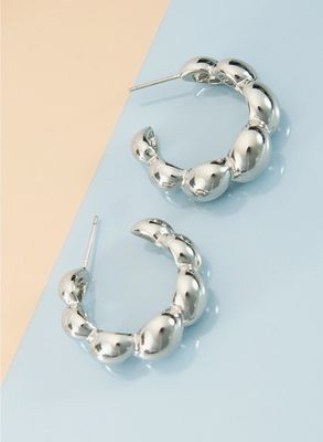 Twist Bubble Hoop Silver Earrings