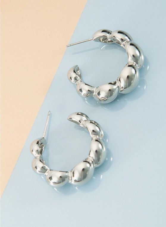 Twist Bubble Hoop Silver Earrings