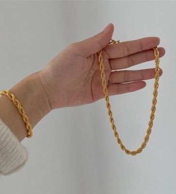 Stainless Steel Gold Rope Necklace