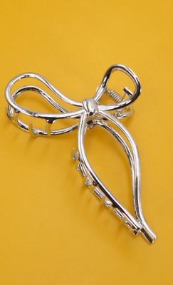 Silver Bow Hair Clips