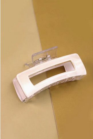 Rectangle Marble Hair Claw Hair Clip-White