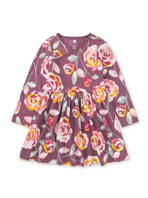 Long Sleeve Wrap Neck Dress Turkish Rose